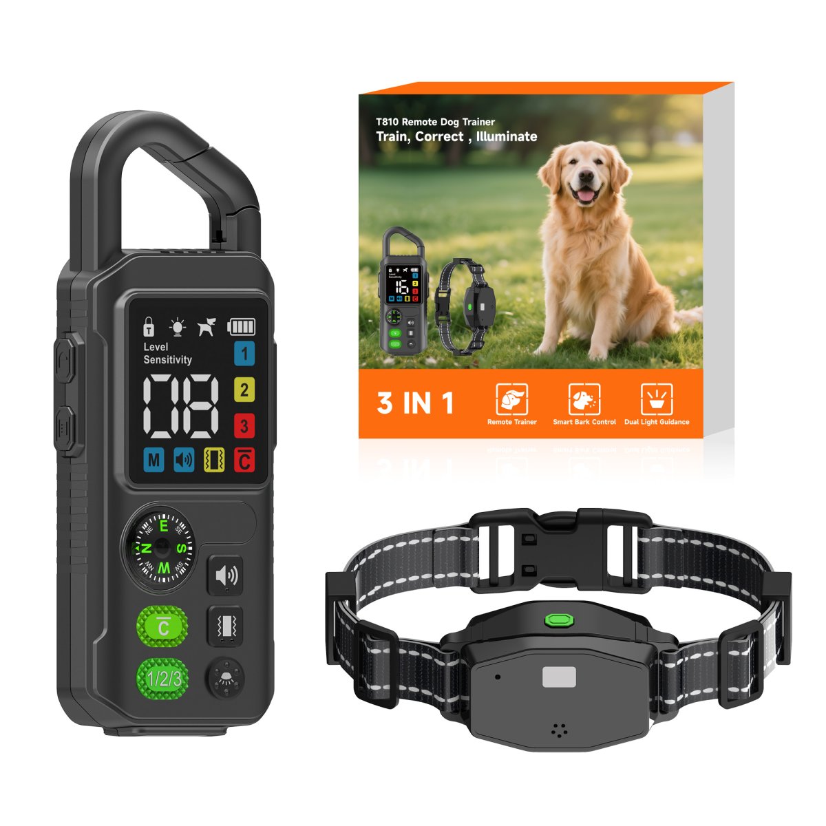Extra ontvanger van anti blafband en trainingsset T810 – 3 in 1 – 300m bereik in bossen – met trilling, shock & geluid en LED - Afbeelding 6