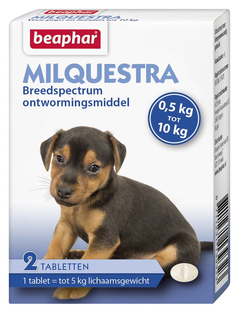 Milquestra ontwormingsmiddels kleine hond / pup 2 tablet