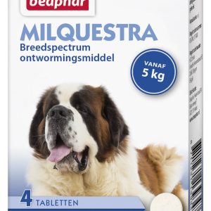Beaphar Milquestra ontwormingsmiddel hond vanaf 5 kg 4 tabletten